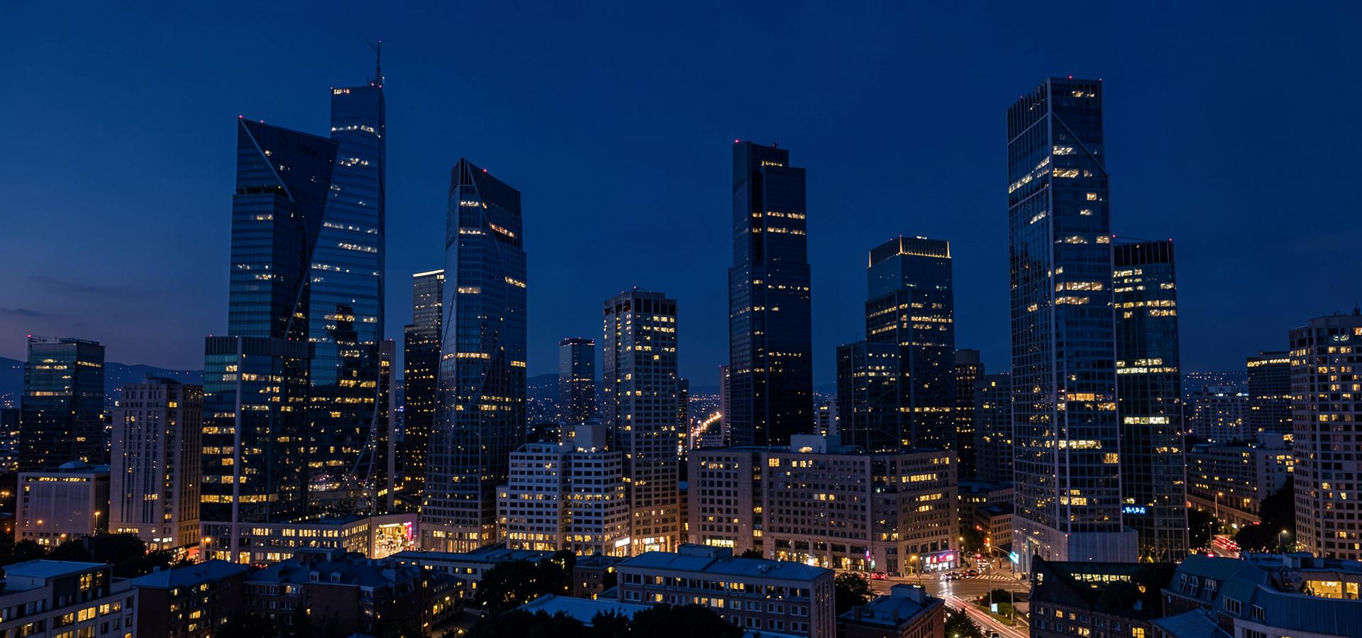 Business district representing hiring in Canada