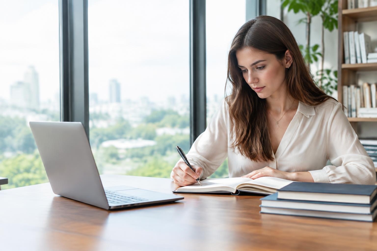 Professional preparing hiring research at a bright workspace